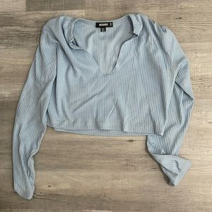 Long sleeve vneck crop top